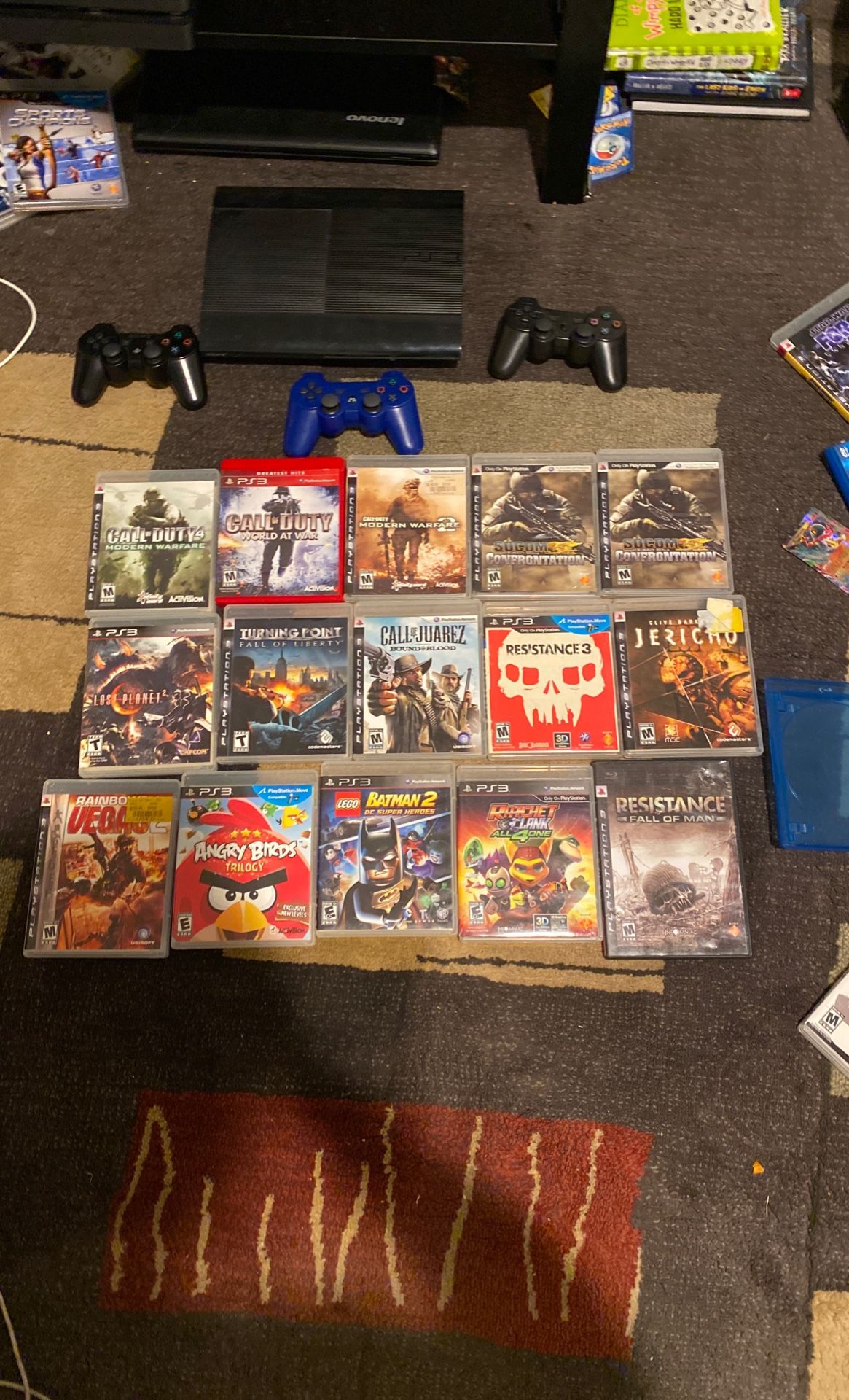 PS3 With Games And 3 Controllers