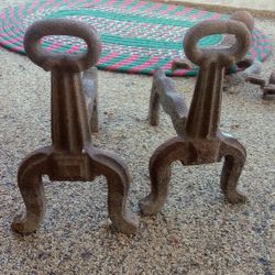 Antique Keyhole Style Andirons/Firedogs