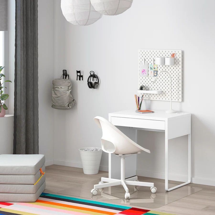 Ikea White Desk & Black Swivel Chair