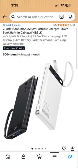 Hrieas 2-Pack 10000mAh 22.5W Power Bank
