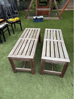 Pair of IKEA APPLARO Wooden Outdoor Benches