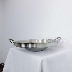 16" Stainless Steel Concave Comal Griddle Pan Cooking Grill Fry Tray Cookware