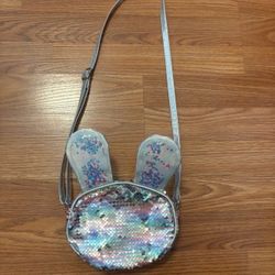 Cat And Jack Sequins Bunny Rabbit Purse Bag Silver 