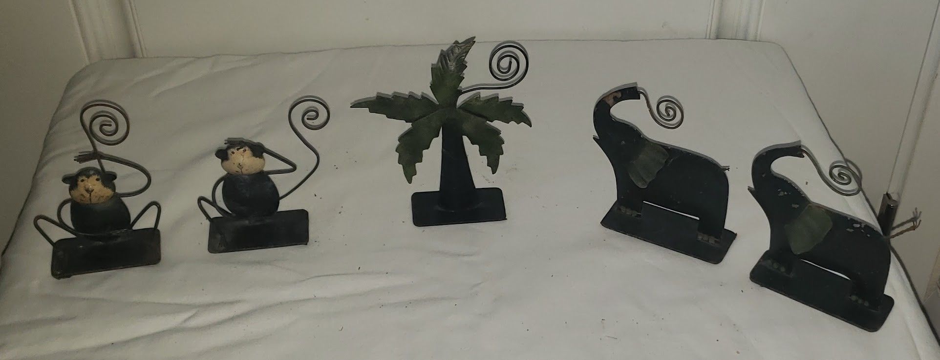 Retro Tin Figurines: Elephant, Monkey & Palm Tree

