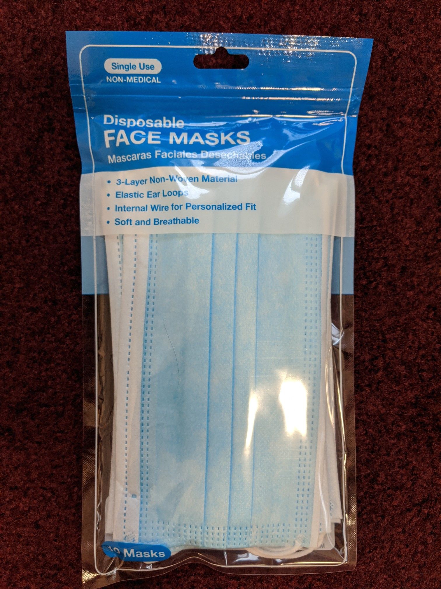 Disposable Face Mask 10-Count/Pack (Brand New)