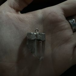 Double Stone Crystal Necklace Charm 