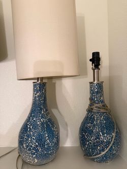 Set of 2 Blue mosaic table lamps