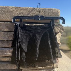 Ballet black floral print lace short wrap skirt women size small by  Tata’s Dancewear