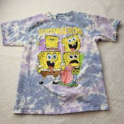 Nickelodeon Adult Size Medium SpongeBob Square Pants Blue Tie Dye Tee Shirt