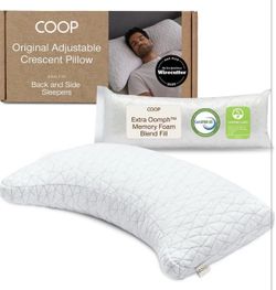 Coop Home Goods Original Crescent Adjustable Pillow, Queen Bed Pillows for Shoul