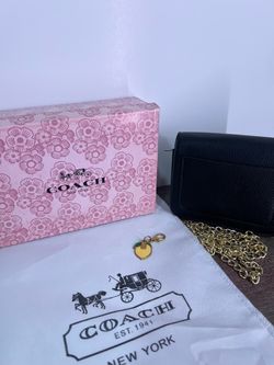 Coach Black Leather Chain Crossbody Bag