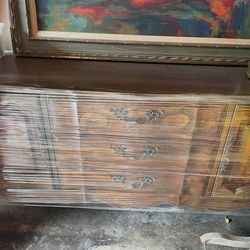 1970s Antique Provincial China Cabinet & Buffet- 2 Pieces