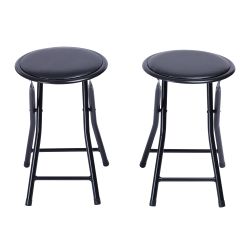 Homy Casa NEW PORT Black PVC Folding Chair Set "11.81 x 11.81 x 17.72 in" Versatile Seating Solution Open Box