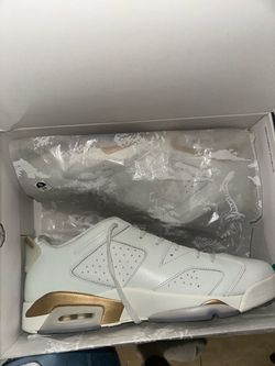 size 18 Air Jordan 6 Retro Low White Gold Sneakers