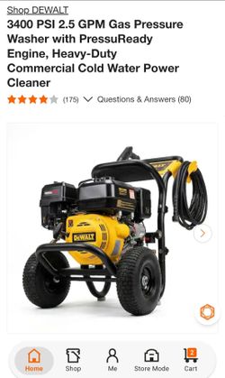 DEWALT 3400 PSI 2.5 GPM Gas Pressure Washer with PressuReady Engine, Heavy-Duty Commercial Cold Water Power Cleaner