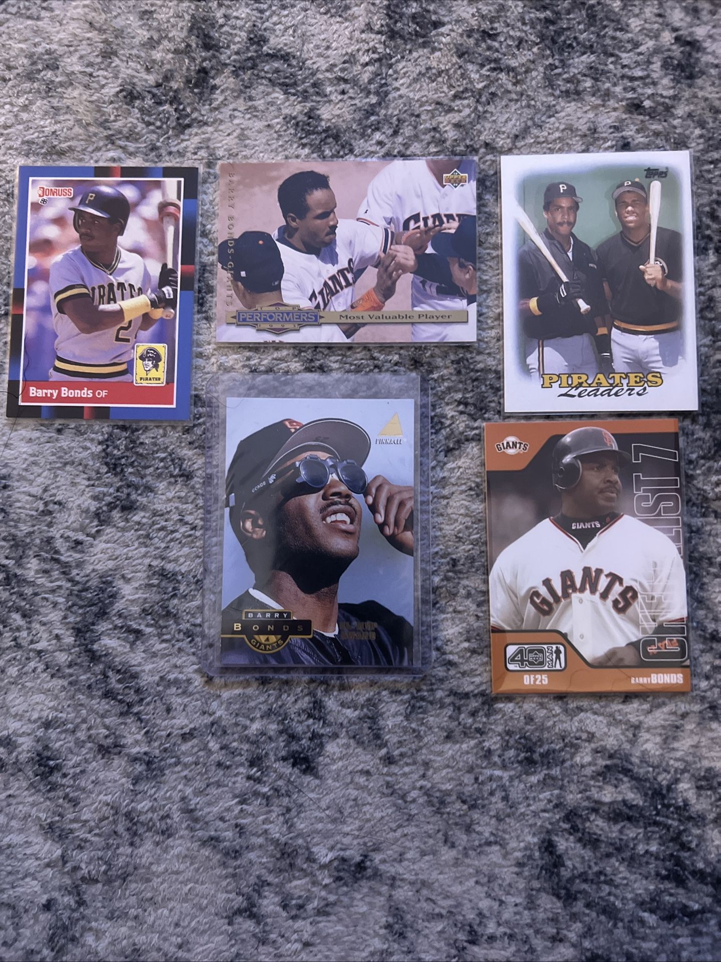 Barry Bonds Cards Set Of 5