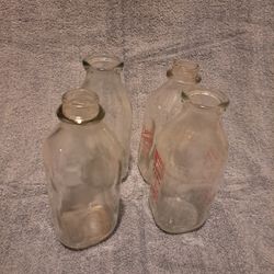 Vintage Glass Milk Bottles 