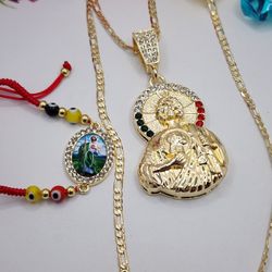 Saint Jude  Beautiful Set Chain   Bracelet  Gold-plated 14k Price For Each 