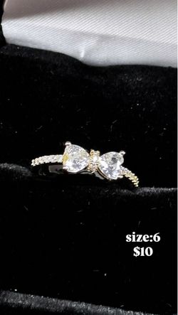 Gold-Tone CZ Bow Ring Size 6