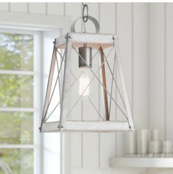 Bradberry 1 -Light Antique White with Galvanized Accents Farmhouse