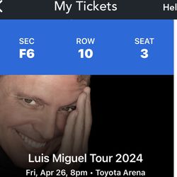 Luis Miguel Concert Tickets - Toyota Arena - April 26, 2024