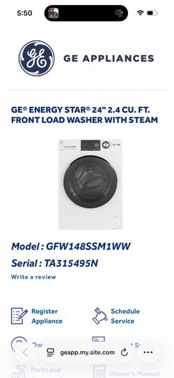 GE stackable washer dryer
