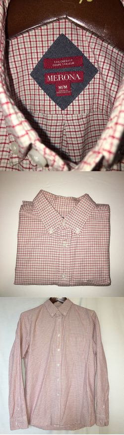 Merona Tailored Fit plaid long sleeves shirt size M