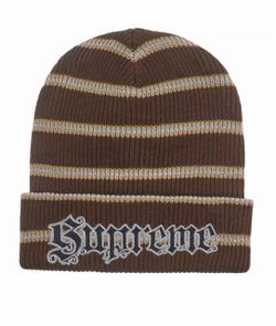 Supreme Metallic stripe beanie Brown