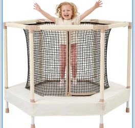 55" Kids Trampoline with Safety Enclosure Net, ASTM Approved Toddler Trampoline for Indoor & Outdoor Play, Mini Trampoline with Safety Net for Boys & 