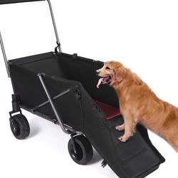 REDCAMP Folding Dog Wagon Cart with Extendable Rear End Heavy Duty, 220L Large Collapsible Utility Cart Dog Stroller with Tailgate for Sports Shopping