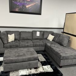 Gray Sofa Sectional w/ Ottoman 