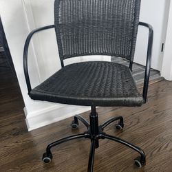 IKEA GREGOR Black Swivel Chair, Rattan Back