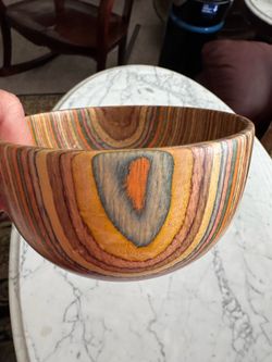 New Norco Multicolored Rainbow Wood Bowl (6)inch wide