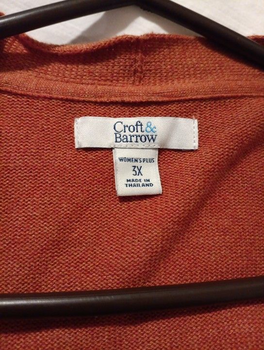 Women's 3X  Orange Soft Cardigan Jumper Sweater