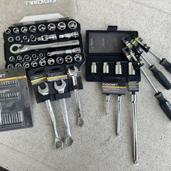 Tool Bundle Sockets Wrenches Screwdrivers Drill Bits