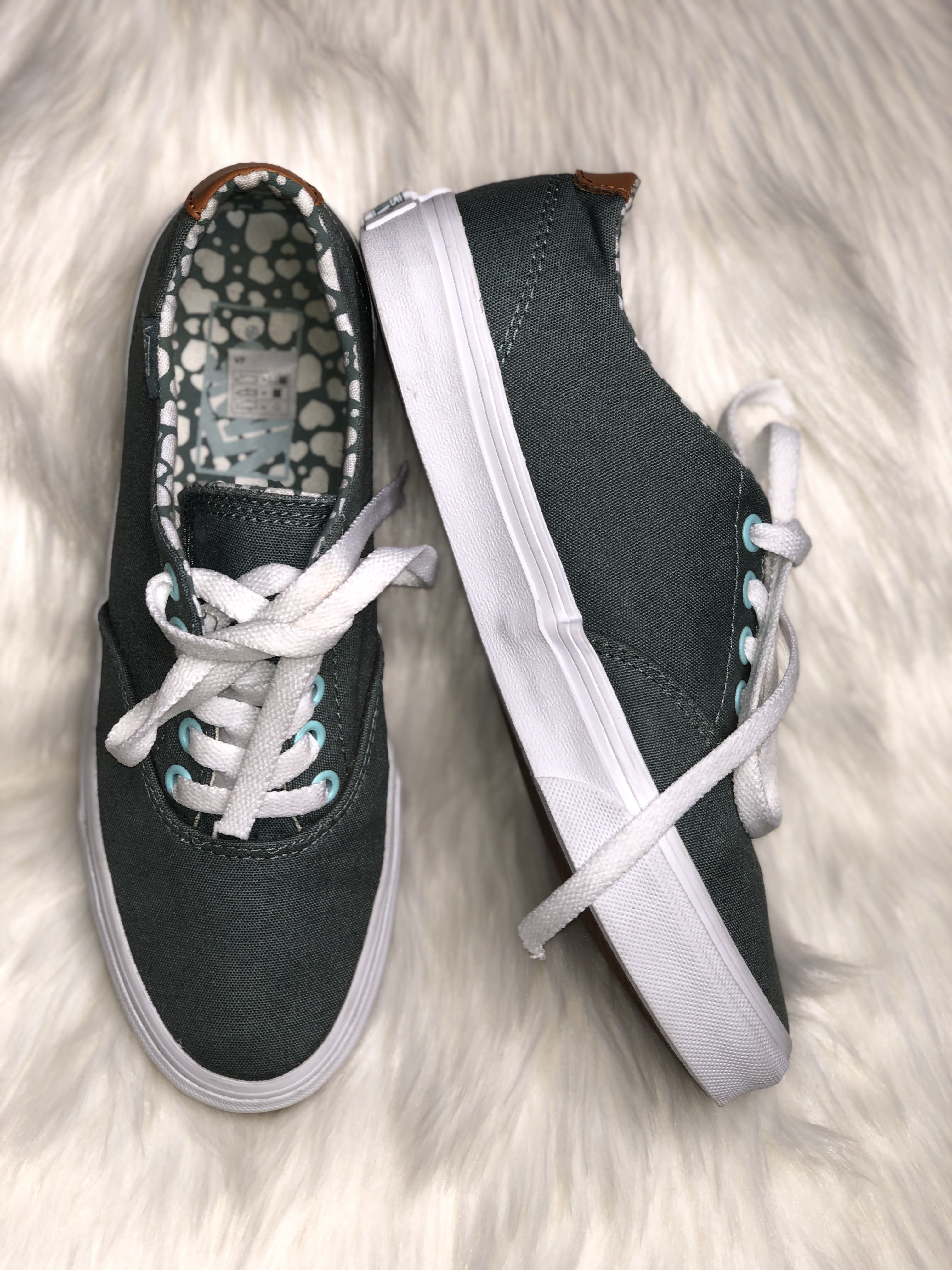 Vans Gray Teal Canvas Shoes Women’s US Size 6.5 Skate Casual TB4R