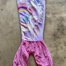 Blankie Tails Unicorn Print Purple Pink Girls Mermaid Style Blanket