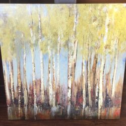 Water Color Print On Canvas of Aspen Trees