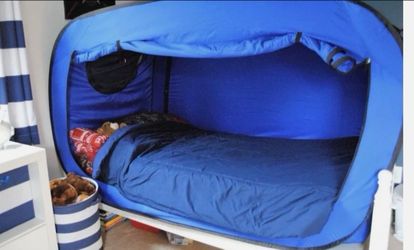 Privacy Pop Bed Tent Full/Double size Canopy Blue for Adults or Kids Bedroom