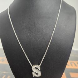 Ladies White Gold Necklace With Diamond Charm