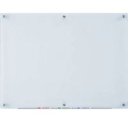 Audio-Visual Direct White Glass Dry-Erase Board Set - 4' x 3' - Includes Hardware & Marker Tray (Non-Magnetic)
