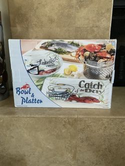 CERTIFIED INTERNATIONAL oversized lobster fish bowl & platter serving dish set