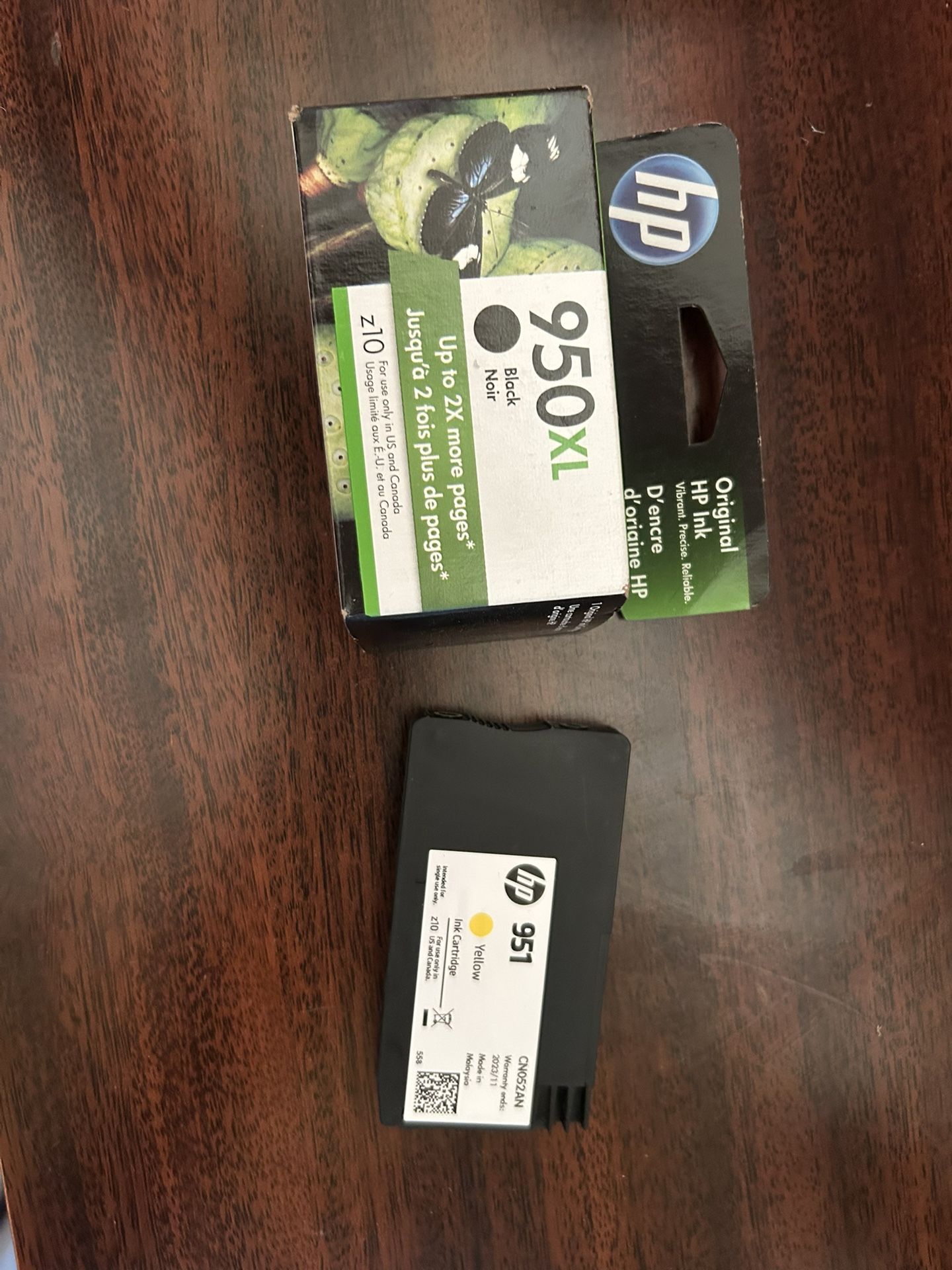 HP ink cartridges- 950XL Black & 951 Yellow