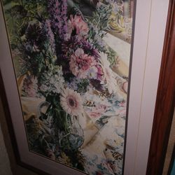 Vintage Antique Floaral Wall Framed Aart