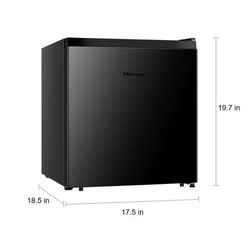 Hisense 1.6 Cu. ft. Single Door Mini Fridge, Black, 17.5" Width, 1 Year Warranty, WMS017M6XBE
