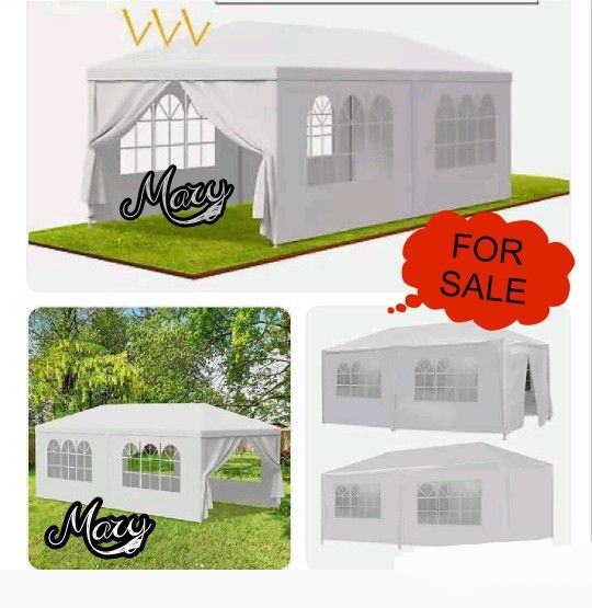 10x20 Canopy Tent with 6 Removable Sidewalls, Canopy,  Waterproof Canopy with  4 Ropes and 8