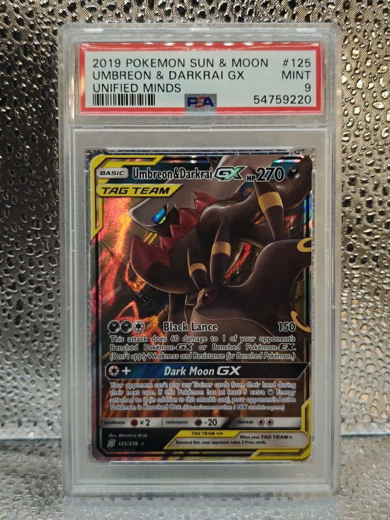PSA 9 Mint - Umbreon & Darkrai GX #125 | Pokemon Unified Minds