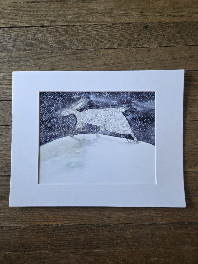 Winter Rabbit Art With Matte