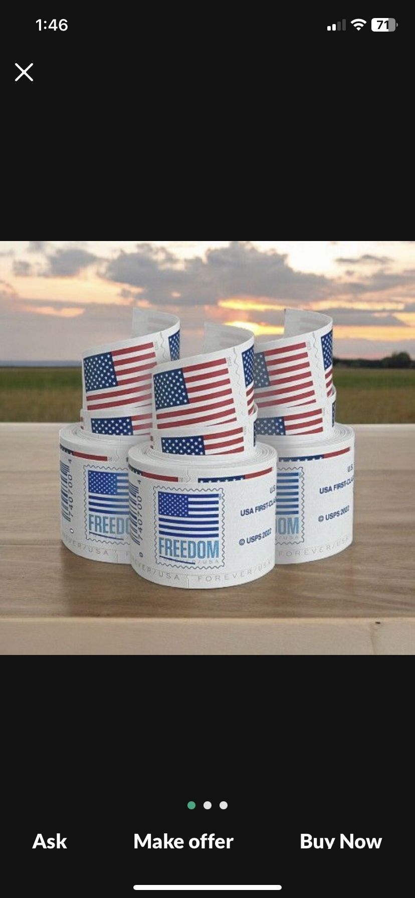 3 Coils Stamps Freedom Flag Forever