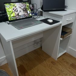 White Desk With Shelves